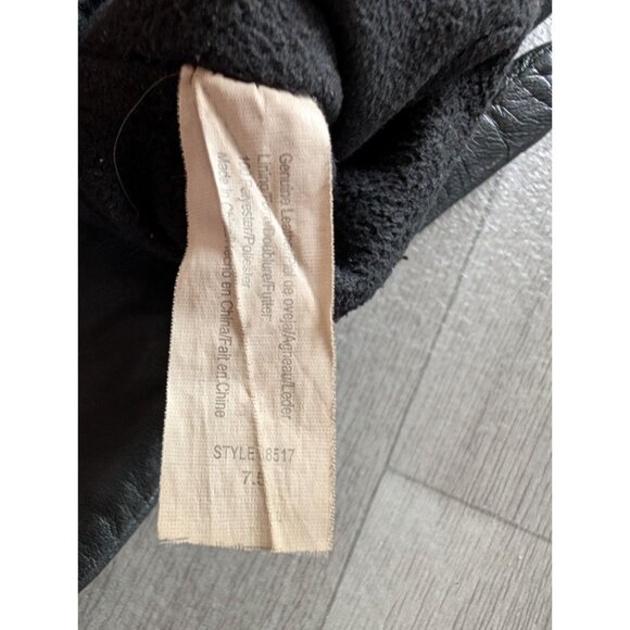 Vintage Black Leather Gloves 7.5 Unisex Style 8517 Fleece Lined - Picture 3 of 4